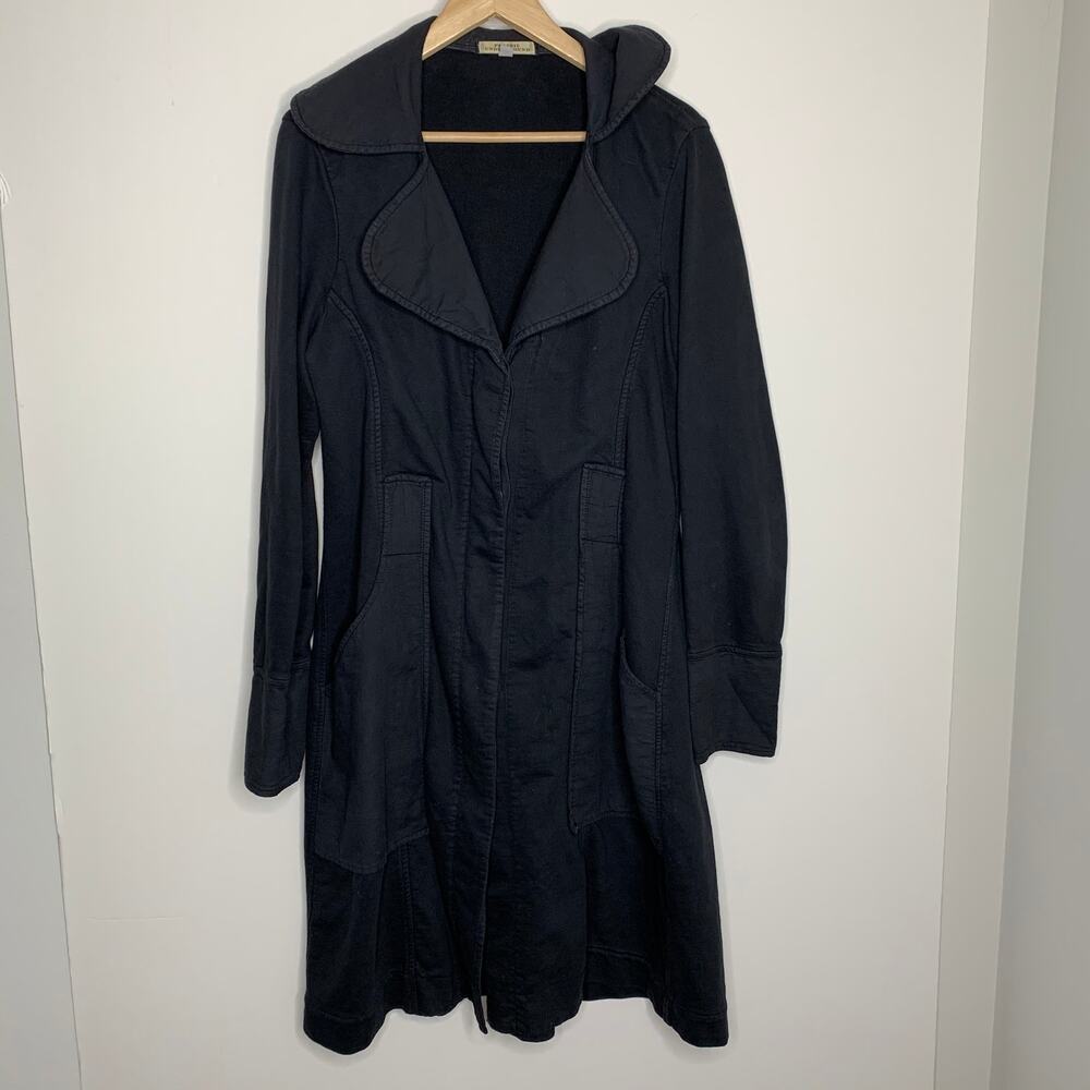 Praire Underground Black Longline Organic Cotton Jacket Coat Womens Large
